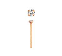 Nose Stud L - Bend Screw Cure Pin Bone Ball End Bendable18K Rose Gold Sterling Silver Prong Set Crystal Nostril Pierccing (Pin)