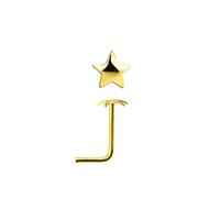 Nose Stud Star Dome Gold Ball End Pin Bendable Screw Curve Bone18K Sterling Silver (L - Bend - Gold)