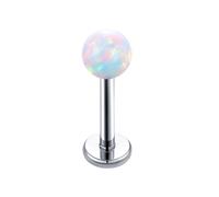 Nose Stud Titanium, 1pcs 18GInternally Threaded Tragus Helix Piercing Jewellery Studs Opal with Round Top, Silver Colorful