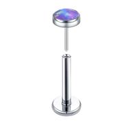 Nose Studs Titanium, 1pcs 16GThreadless Tragus Helix Piercing Jewellery Studs 4MM Round with Opal, Silver Purple Opal