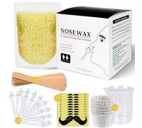 Nose Wax Kit 100g for Men & Women, Nose Hair Removal Wax with Hair Wax 20 Safe Tip 10 wooden Applicators, 10 Containers and 10Moustache Stencils , Easy, Quick