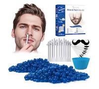 Nose Wax Kit for Men, Ear Hair Removal with 50g Wax Beans, 30 Applicators, 10 Moustache Stencils,1 Silicone Cup, Painless, Easy and Quick Facial Hair Remover