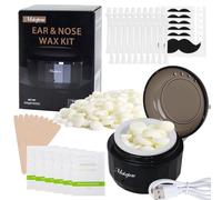 Nose Wax Kit, Mini Wax Warmer for Eyebrow Ear Hair Removal, Waxing Kit for Women Men with 100g Beads, 30 Applicators, 6 Nose Sticks, Portable at Home Waxer Melter Machine Kit for Face Waxing - Black