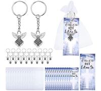Nosiny 108 Pieces Funeral Favors Thank You Set Includes 36 Angel Keychains 36 Organza Bags 36 Miss Me But Let Me Go Prayer Cards Angel Charm Guest Gift for Celebration of Life Funeral Memorial Party