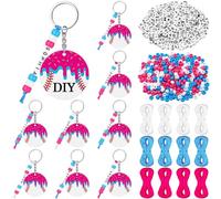 Nosiny 12 Pcs Ice Cream Drip Baseball Bag Tag Baseball Party Favors Keychain DIY Bead Acrylic Key Chain Making Kit Craft 2 Inch Team Gifts Sports Adjustable Letter Beads Decor(Rose)