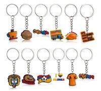 Nosiny 12 Pcs Souvenir PVC Keychains Charms Gift Country Flag Soccer Toucan Keychain for Goodie Bags Stuffers Party Supplies, Multicolor