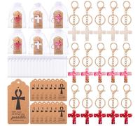 Nosiny 15 Sets Resin Flower Cross Keychains Christian Gifts for Women Bulk Religious Easter Day First Communion Baptism Party Favors for Guest Bag Charms Pocket Pray Keyring Church Wedding Keepsake