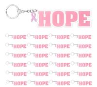 Nosiny 24 Pcs Acrylic Hope Keychains Bulk with a Pink Ribbon Pendants Breast Cancer Awareness Gifts for Woman Pink Keychain Party Favors