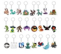 Nosiny 24 Pcs Cryptids Acrylic Keychain Funny Cryptids Decorations Supernatural Keychain for Cryptid Lover Themed Party, Multicolor, about 2 inches