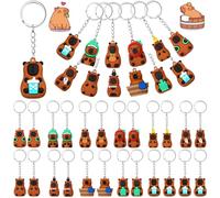 Nosiny 24 Pcs Cute Capybara Keychains Bulk 3D Cartoon Capybara Party Favors PVC Stuff Gifts Mini Animal Figurine Pendant Bag Charms Accessories for Birthday Party Supplies