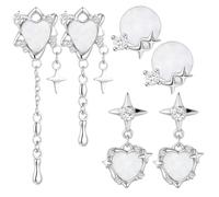 Nosiny 3 Pcs Star Earrings Set Y2k Goth Punk Grunge Emo Earrings Star Shape Jewelry Cute Studs Halloween Christmas Birthday Jewelry Gifts for Women Girls, four-pointed star earrings measure a
