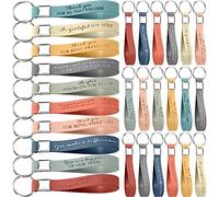 Nosiny 30 Pcs Thank You Keychain Gift Bulk Back to School Teacher Employee Inspirational Appreciation Gifts for Coworker Team, Bright Colors, about 4 inches long and 0.5 inch wide