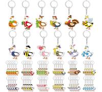 Nosiny 60 Pcs Festival Silly Goose Keychains Bulk Cute Goose Party Favors Gifts Acrylic Key Chains for Cute Decor Supplies Funny Gifts for Trendy Stuff Club Classroom Prizes, 12 Style Festival