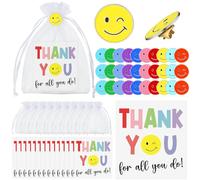 Nosiny 60 Sets Employee Appreciation Gift Smile Face Lapel Pins Employee of The Month Enamel Pins with Thank You Card and Organza Bag for Teacher Coworker Staff Thank You Gifts (Multicolor)
