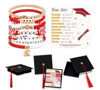 Nosiny 7Pcs Class of 2026 Graduation Bracelets with Christian Inspirational Gift Card & Grad Cap Box, 2026 Grad Compass Bracelets Graduation Gifts for High School College Senior Night