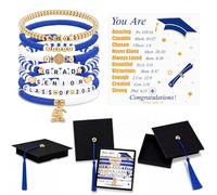 Nosiny 7Pcs Class of 2026 Graduation Bracelets with Christian Inspirational Gift Card & Grad Cap Box, 2026 Grad Compass Bracelets Graduation Gifts for High School College Senior Night