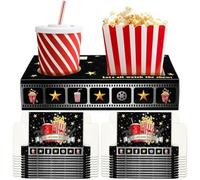 Nosiny Movie Night Paper Snack Trays Theater Party Favors Disposable Paper Holder Tray for Popcorn Food Candy Drink Party Cinema Birthday Family Supplies Red Carpet(Movie Night,20 Pcs)