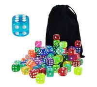 Nosqew 100 Pieces 16mm Translucent Dice Set, 6 Sided Dice with Black Velvet Pouch for Board Games and Teaching (Aprikot)