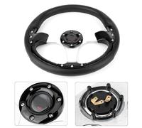 Nosqew 13.4in PU Car Racing Steering Wheel High Quality Soft Comfortable Durable Universal Replacement for Sports Drifting and Car Modifications Black (38cm)