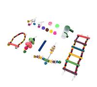 Nosqew 14Pcs Bird Toys Set Safe Non Bird Cage Swing Chewing Training Toys With Ladder For Parakeets Macaw Conure Finch Bogie Lovebird