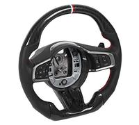 Nosqew Carbon Fiber Steering Wheel Nappa Perforated Leather Red Stitching Flat Bottom Racing Design Finger Ridges 12 Oclock Red White Green Ring Fit for XF X260 2014 2018