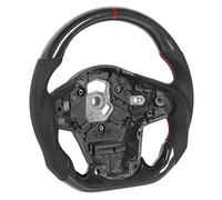 Nosqew Carbon Fiber Steering Wheel Perforated Leather Flat Bottom D Type Racing Design with Red Stitching 12 O Clock Red Ring Ergonomical Hand Grips for GR A90 2020+ Upgrade Car