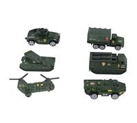 Nosqew Diecast Military Vehicles 6 Pack Toys Assorted Transporter Tank Helicopter Armored Car for Boys Kids Age 3+ Alloy Material D Military Chariot Set