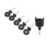 Nosqew Electric Fence Insulator Screw in Ring Insulator Galvanized Steel PP Material High Strength Weatherproof for Wooden Fence Posts Animal Husbandry Electronic 50Pcs with