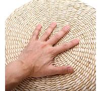 Nosqew Handmade Natural Grass Chair Seat Mat Round Straw Weave Cushion Pad with High Elastic Rubber Sponge Core for Home Decor Meditation Yoga Garden Dining Living Room Beige 40 X 6 (Khaki)
