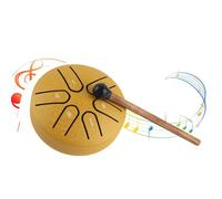 Nosqew Handpan Drum Steel Drum Professional Mini 6 Note Tongue Drum Percussion Instrument with Drumstick Perfect for Meditation Yoga Music Therapy Carbon Steel and Solid Wood (Gold)