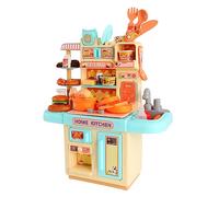 Nosqew Kids Kitchen Playset Realistic Spray Sound Light Role Play Kitchen Toys with Simulation Sink Stove Refrigerator and Storage for Toddlers Aged 3 to 8 Years Old Blue Plastic