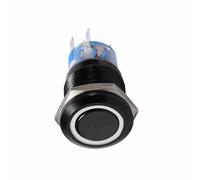 Nosqew LED Self Locking Push Button Switch Durable On Off Latch Switch for Marine Automotive Control Panel Black Zinc Alloy 19mm 12 24V (white)