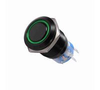 Nosqew LED Self Locking Push Button Switch Durable On Off Latch Switch for Marine Automotive Control Panel Black Zinc Alloy 19mm 12 24V (green)