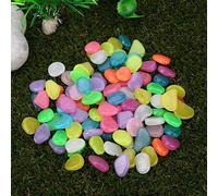 Nosqew Luminous Pebbles Glow in The Dark Stones Decorative Luminous Rocks for Yard Walkways Garden Decor 100PCS Resin Glowing Stones 2.2cm (Color)