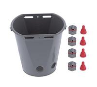 Nosqew Milk Feed Bucket Large Capacity 8L with 4 Nipples Check Valves Livestock Plastic Feeding Equipment for Farms Animal Husbandry Gray Color 30x28x23.6cm (For sheep)