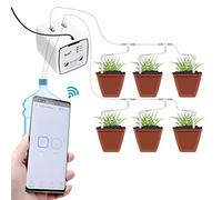 Nosqew Smart Watering System Wifi Double Pump Remote Controlled Automatic Plant Irrigation Timer for Indoor Outdoor Gardens Plastic (Pump 20 pot)