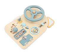 Nosqew Steering Wheel Activity Board Interactive Wooden Dashboard Educational Toy for Kids Develop Fine Motor Skills Pretend Play Safe Durable Basswood Metal 11.6 x 8.3in