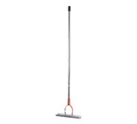 Nosqew Thatch Rake Lawn Dethatcher Rake Soil Carbon Steel Stainless Steel Robust 14.7 Inch Wide Head with 19 Curved Tines for Yard Garden Lawn Care (4 Sections)