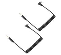 Nosqew Universal 3.5mm to Male PC Flash Sync Cable Coiled Cord with Screw Lock for Digital Cameras DSLR Studio Photography Black 30cm 80cm 2pcs