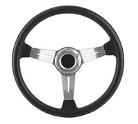 Nosqew Universal Steering Wheel Racing Car PU Leather Aluminium Alloy W Horn Button Modified 350mm 14in Black Red Silver Auto Accessory for Most Vehicles (Silver)