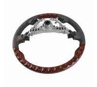 Nosqew Upgrade Steering Wheel Gray Leather Wood Premium Aluminum Alloy ABS Rubber Material 15.6in Diameter Direct Replacement for Landcruiser