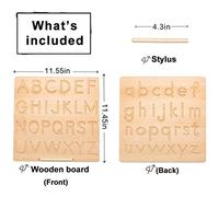 Nosqew Wooden Alphabet Number Tracing Board Educational Double Sided Writing Practice Learning Board for Kids Preschoolers Wooden Material (Groove Letter Braille)