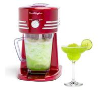 Nostalgia 40-Ounce Frozen Beverage Station Perfect for Slush Drinks, Snow Cones, Margaritas, Daiquiris, Stainless Steel Blades, Cord Storage, Retro Red