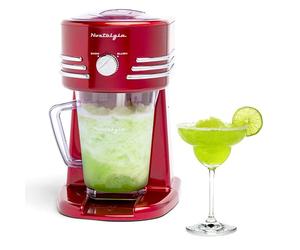 Nostalgia 40-Ounce Frozen Beverage Station Perfect for Slush Drinks, Snow Cones, Margaritas, Daiquiris, Stainless Steel Blades, Cord Storage, Retro Red