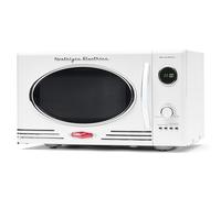 Nostalgia - 800W Retro Countertop Microwave Large 0.9 Cubic Feet 12 Pre-Programmed Cooking Settings Digital Clock Kitchen Appliances White