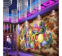 Nostalgia Brick Wall Street Art Graffiti Music 3D Wallpaper Luxury Silk Study Dining Feature Sofa Grey Bedroom Living Room Tv Decorative Wall-350cm×256cm
