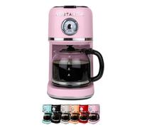 Nostalgia Classic Retro 10 Cup Coffee Maker - One-Touch Drip Brew, Reusable Filter - Anti-Drip, Auto Shutoff, & Time Display - Dishwasher Safe 50 oz Carafe - Pink