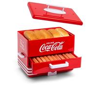Nostalgia Extra-Large Dinner Style Coca-Cola Steamer and Toaster, Capacity for 24 Hot Dogs and 12 Buns, Sausages, Vegetables, Fish, Meatballs, Red