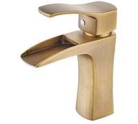 Nostalgia High Waterfall Bathroom Mixer Tap Retro Bathroom Single Lever Mixer Tap Faucet Tall Countertop Wash Basin Single-Lever Mixer Tap for Bathroom High Spout Brass Antique Bronze Brushed