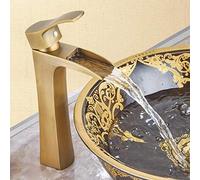 Nostalgia High Waterfall Bathroom Mixer Tap Retro Bathroom Single Lever Mixer Tap Faucet Tall Countertop Wash Basin Single-Lever Mixer Tap for Bathroom High Spout Brass Antique Bronze Brushed